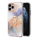 Electroplating Pattern IMD TPU Shockproof Case with Rhinestone Ring Holder For iPhone 11 Pro Max(Milky Way White Marble)