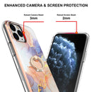 Electroplating Pattern IMD TPU Shockproof Case with Rhinestone Ring Holder For iPhone 11 Pro Max(Milky Way White Marble)