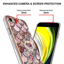 Electroplating Pattern IMD TPU Shockproof Case with Rhinestone Ring Holder For iPhone SE 2022 / SE 2020 / 8 / 7(Pink Scales)