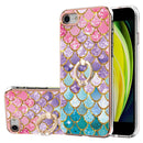 Electroplating Pattern IMD TPU Shockproof Case with Rhinestone Ring Holder For iPhone SE 2022 / SE 2020 / 8 / 7(Colorful Scales)