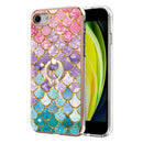 Electroplating Pattern IMD TPU Shockproof Case with Rhinestone Ring Holder For iPhone SE 2022 / SE 2020 / 8 / 7(Colorful Scales)