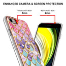 Electroplating Pattern IMD TPU Shockproof Case with Rhinestone Ring Holder For iPhone SE 2022 / SE 2020 / 8 / 7(Colorful Scales)