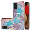 For Samsung Galaxy A02s 166mm Electroplating Pattern IMD TPU Shockproof Case with Rhinestone Ring Holder(Milky Way Blue Marble)