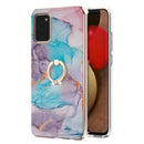 For Samsung Galaxy A02s 166mm Electroplating Pattern IMD TPU Shockproof Case with Rhinestone Ring Holder(Milky Way Blue Marble)