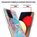 For Samsung Galaxy A02s 166mm Electroplating Pattern IMD TPU Shockproof Case with Rhinestone Ring Holder(Milky Way Blue Marble)