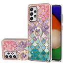 For Samsung Galaxy A52 4G/5G Electroplating Pattern IMD TPU Shockproof Case with Rhinestone Ring Holder(Colorful Scales)
