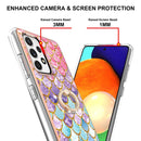 For Samsung Galaxy A52 4G/5G Electroplating Pattern IMD TPU Shockproof Case with Rhinestone Ring Holder(Colorful Scales)