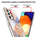For Samsung Galaxy A52 4G/5G Electroplating Pattern IMD TPU Shockproof Case with Rhinestone Ring Holder(Milky Way White Marble)