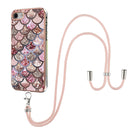 Electroplating Pattern IMD TPU Shockproof Case with Neck Lanyard For iPhone SE 2022 / SE 2020 / 8 / 7(Pink Scales)