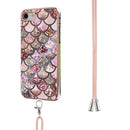 Electroplating Pattern IMD TPU Shockproof Case with Neck Lanyard For iPhone SE 2022 / SE 2020 / 8 / 7(Pink Scales)