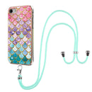 Electroplating Pattern IMD TPU Shockproof Case with Neck Lanyard For iPhone SE 2022 / SE 2020 / 8 / 7(Colorful Scales)