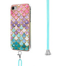 Electroplating Pattern IMD TPU Shockproof Case with Neck Lanyard For iPhone SE 2022 / SE 2020 / 8 / 7(Colorful Scales)