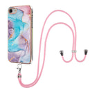 Electroplating Pattern IMD TPU Shockproof Case with Neck Lanyard For iPhone SE 2022 / SE 2020 / 8 / 7(Milky Way Blue Marble)