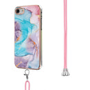 Electroplating Pattern IMD TPU Shockproof Case with Neck Lanyard For iPhone SE 2022 / SE 2020 / 8 / 7(Milky Way Blue Marble)