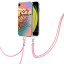 Electroplating Pattern IMD TPU Shockproof Case with Neck Lanyard For iPhone SE 2022 / SE 2020 / 8 / 7(Dream Chasing Butterfly)