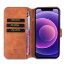 DG.MING Retro Oil Side Horizontal Flip Leather Case with Holder & Card Slots & Wallet For iPhone 13(Brown)
