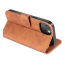 DG.MING Retro Oil Side Horizontal Flip Leather Case with Holder & Card Slots & Wallet For iPhone 13(Brown)