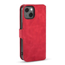 DG.MING Retro Oil Side Horizontal Flip Leather Case with Holder & Card Slots & Wallet For iPhone 13(Red)