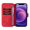 DG.MING Retro Oil Side Horizontal Flip Leather Case with Holder & Card Slots & Wallet For iPhone 13(Red)