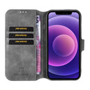 DG.MING Retro Oil Side Horizontal Flip Leather Case with Holder & Card Slots & Wallet For iPhone 13(Grey)