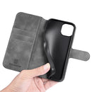 DG.MING Retro Oil Side Horizontal Flip Leather Case with Holder & Card Slots & Wallet For iPhone 13(Grey)