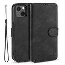 DG.MING Retro Oil Side Horizontal Flip Leather Case with Holder & Card Slots & Wallet For iPhone 13(Black)