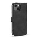 DG.MING Retro Oil Side Horizontal Flip Leather Case with Holder & Card Slots & Wallet For iPhone 13(Black)