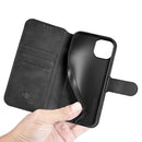 DG.MING Retro Oil Side Horizontal Flip Leather Case with Holder & Card Slots & Wallet For iPhone 13(Black)