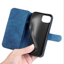 DG.MING Retro Oil Side Horizontal Flip Leather Case with Holder & Card Slots & Wallet For iPhone 13(Blue)