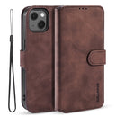 DG.MING Retro Oil Side Horizontal Flip Leather Case with Holder & Card Slots & Wallet For iPhone 13(Coffee)