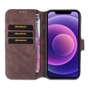 DG.MING Retro Oil Side Horizontal Flip Leather Case with Holder & Card Slots & Wallet For iPhone 13(Coffee)