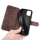 DG.MING Retro Oil Side Horizontal Flip Leather Case with Holder & Card Slots & Wallet For iPhone 13(Coffee)