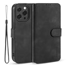 DG.MING Retro Oil Side Horizontal Flip Leather Case with Holder & Card Slots & Wallet For iPhone 13 Pro Max(Black)