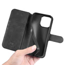 DG.MING Retro Oil Side Horizontal Flip Leather Case with Holder & Card Slots & Wallet For iPhone 13 Pro Max(Black)