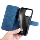 DG.MING Retro Oil Side Horizontal Flip Leather Case with Holder & Card Slots & Wallet For iPhone 13 Pro Max(Blue)