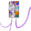 For LG Velvet 4G / Velvet 5G / G9 Electroplating Pattern IMD TPU Shockproof Case with Neck Lanyard(Purple Flower)