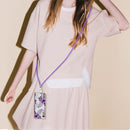 For LG Velvet 4G / Velvet 5G / G9 Electroplating Pattern IMD TPU Shockproof Case with Neck Lanyard(Purple Flower)