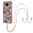 For Motorola Moto G Play 2021 Electroplating Pattern IMD TPU Shockproof Case with Neck Lanyard(Pink Scales)