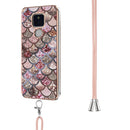 For Motorola Moto G Play 2021 Electroplating Pattern IMD TPU Shockproof Case with Neck Lanyard(Pink Scales)