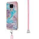 For Motorola Moto G Play 2021 Electroplating Pattern IMD TPU Shockproof Case with Neck Lanyard(Milky Way Blue Marble)