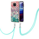 For Motorola Moto G Power 2021 Electroplating Pattern IMD TPU Shockproof Case with Neck Lanyard(Colorful Scales)