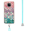 For Motorola Moto G Power 2021 Electroplating Pattern IMD TPU Shockproof Case with Neck Lanyard(Colorful Scales)