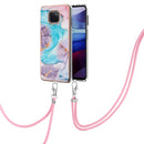 For Motorola Moto G Power 2021 Electroplating Pattern IMD TPU Shockproof Case with Neck Lanyard(Milky Way Blue Marble)
