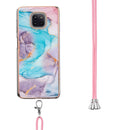 For Motorola Moto G Power 2021 Electroplating Pattern IMD TPU Shockproof Case with Neck Lanyard(Milky Way Blue Marble)