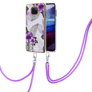 For Motorola Moto G Power 2021 Electroplating Pattern IMD TPU Shockproof Case with Neck Lanyard(Purple Flower)