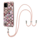 For Samsung Galaxy A22 4G EU Version/M32 Electroplating Pattern IMD TPU Shockproof Case with Neck Lanyard(Pink Scales)