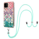 For Samsung Galaxy A22 4G EU Version/M32 Electroplating Pattern IMD TPU Shockproof Case with Neck Lanyard(Colorful Scales)