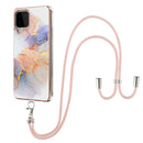 For Samsung Galaxy A22 4G EU Version/M32 Electroplating Pattern IMD TPU Shockproof Case with Neck Lanyard(Milky Way White Marble)