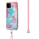 For Samsung Galaxy A22 4G EU Version/M32 Electroplating Pattern IMD TPU Shockproof Case with Neck Lanyard(Milky Way Blue Marble)