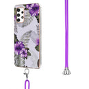 For Samsung Galaxy A32 4G EU Version Electroplating Pattern IMD TPU Shockproof Case with Neck Lanyard(Purple Flower)
